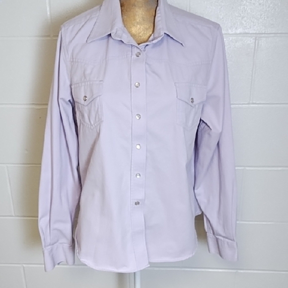 Rockies Tops - Rockies Lavendar Western Pearl Snap Up Shirt Cotton Canvas Vintage Y2K